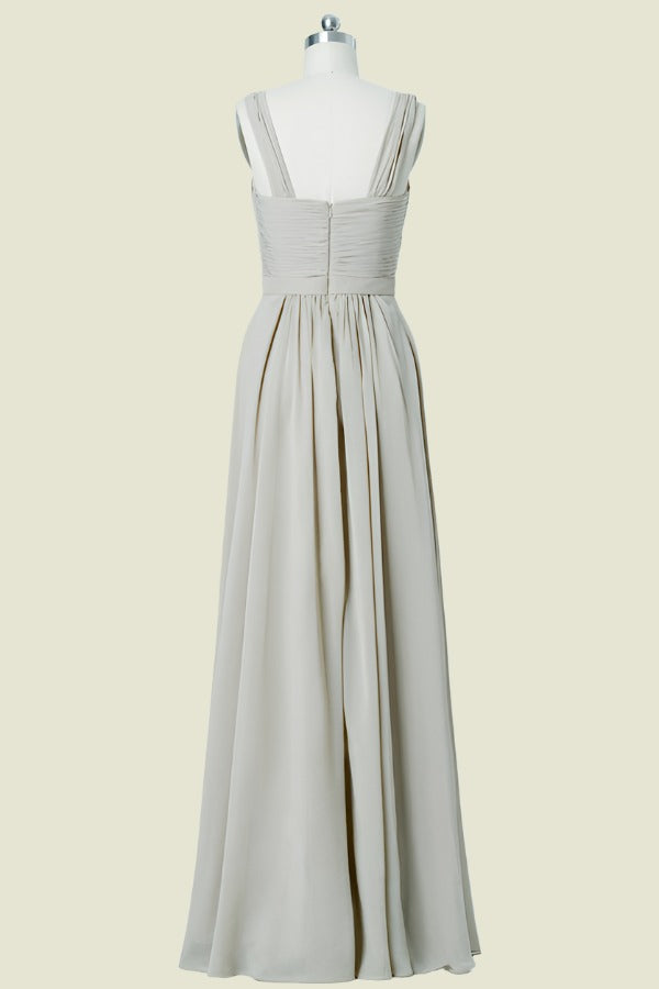 Square Neck Floor-Length A-Line Chiffon Bridesmaid Dresses