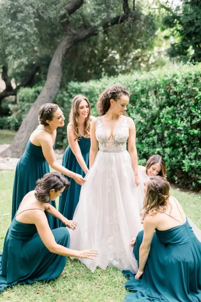 Ink Blue Floor-Length Spaghetti Straps A-Line Chiffon Bridesmaid Dresses