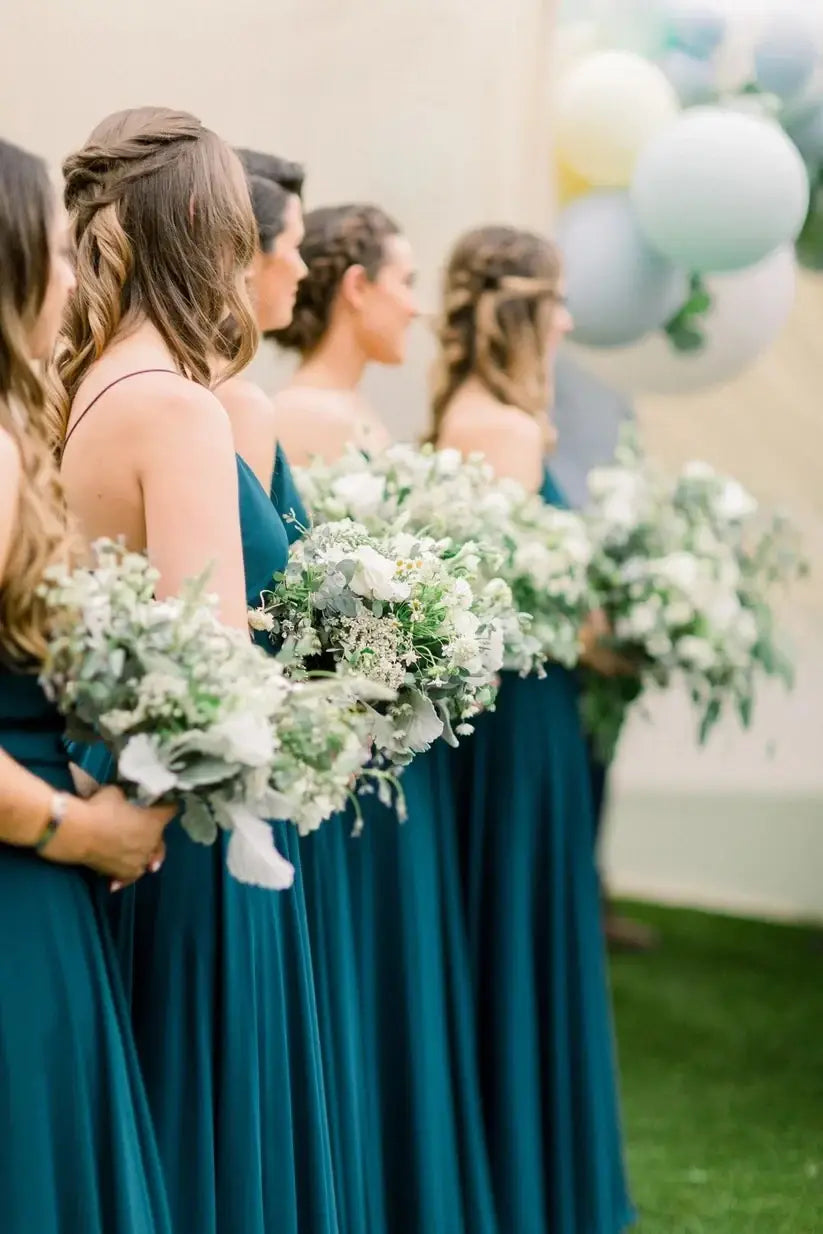 Ink Blue Floor-Length Spaghetti Straps A-Line Chiffon Bridesmaid Dresses