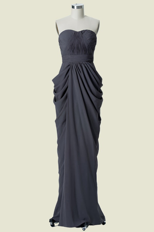 Steel Grey Strapless Sweetheart Mermaid Chiffon Bridesmaid Dresses