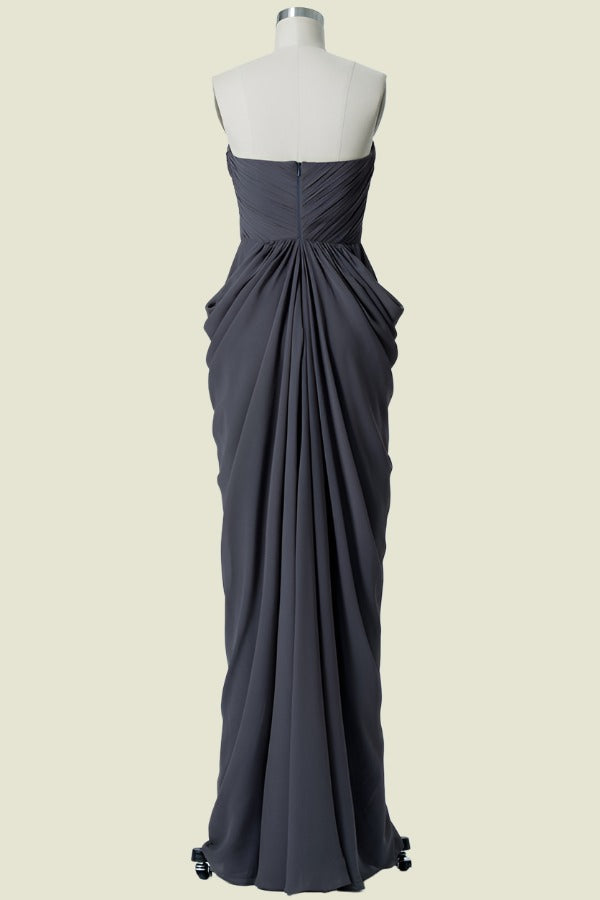 Steel Grey Strapless Sweetheart Mermaid Chiffon Bridesmaid Dresses