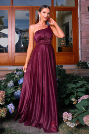 Sparkly One-Shoulder A-Line Satin Evening Dresses