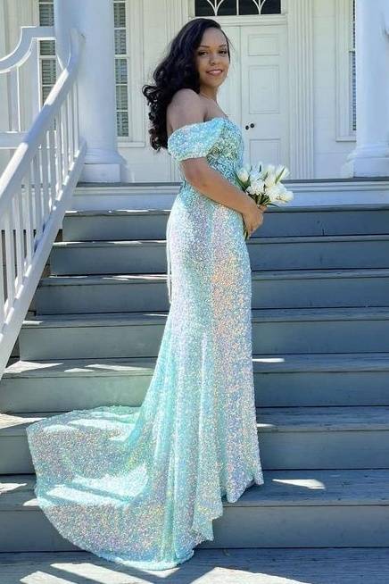 Sequined Mermaid Sweetheart Split Front Party Dresses with Appliques