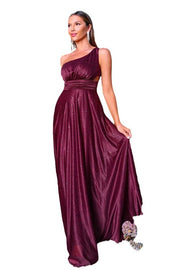 Sparkly One-Shoulder A-Line Satin Evening Dresses