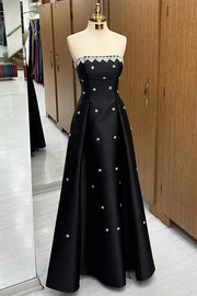 Beautiful Floor-Length A-Line Satin Sleeveless Strapless Prom Dresses