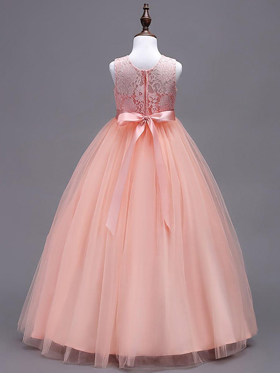 Fashionable Princess Bow A-Line Lace Tulle Flower Girl Dress