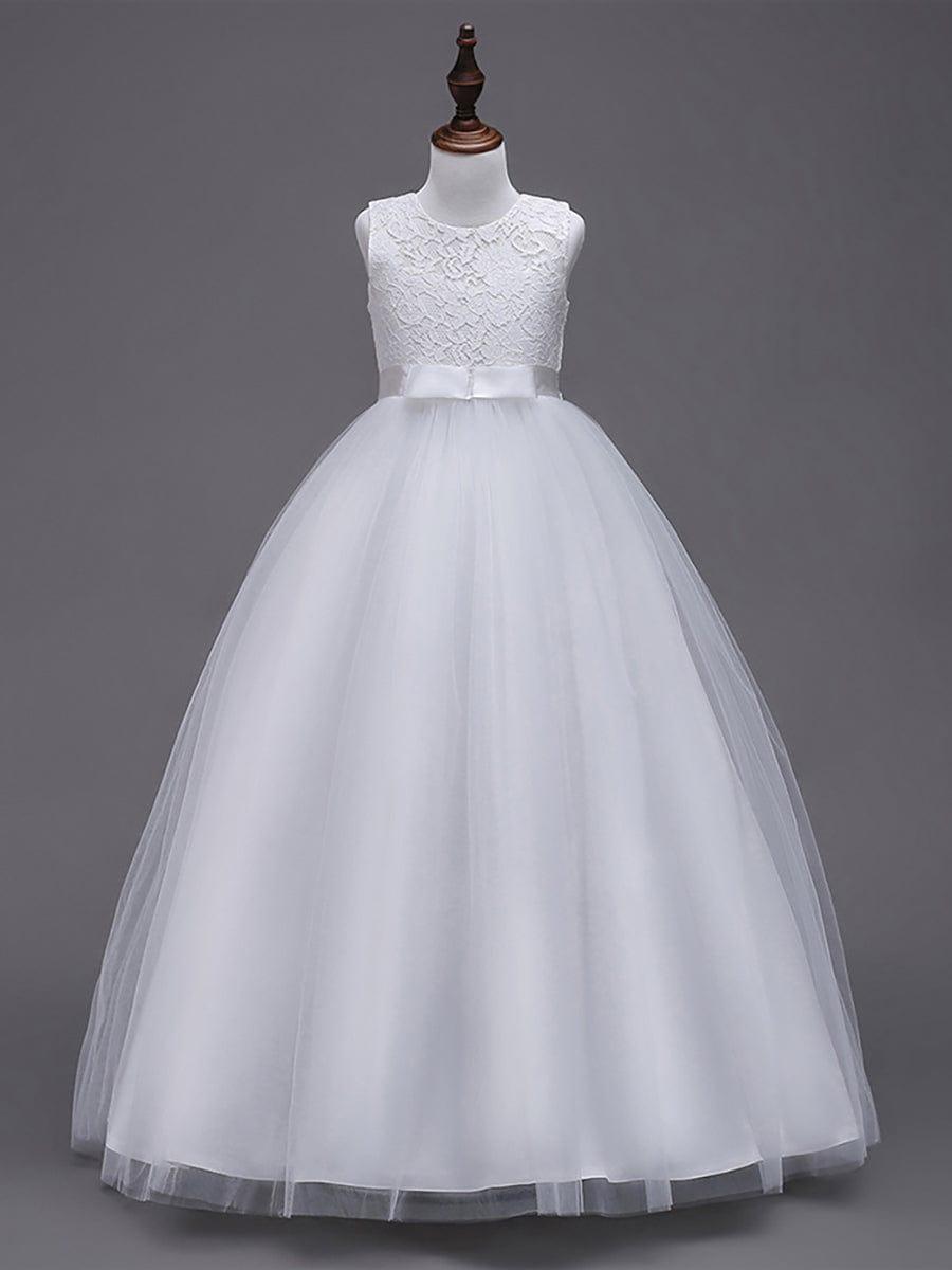 Fashionable Princess Bow A-Line Lace Tulle Flower Girl Dress