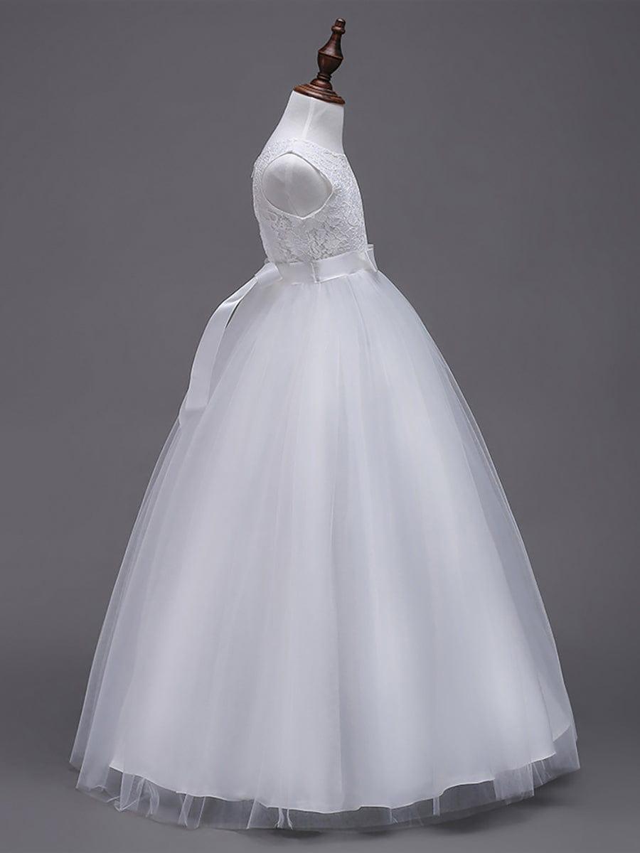 Fashionable Princess Bow A-Line Lace Tulle Flower Girl Dress