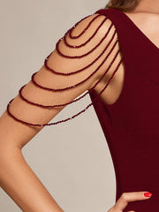 Charming V-Neck Stretch Satin Mermaid Formal Dress with Slit