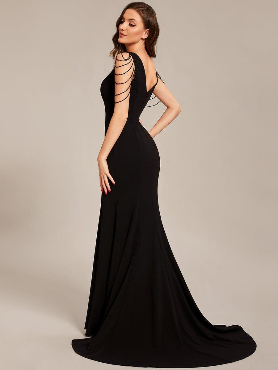 Charming V-Neck Stretch Satin Mermaid Formal Dress with Slit