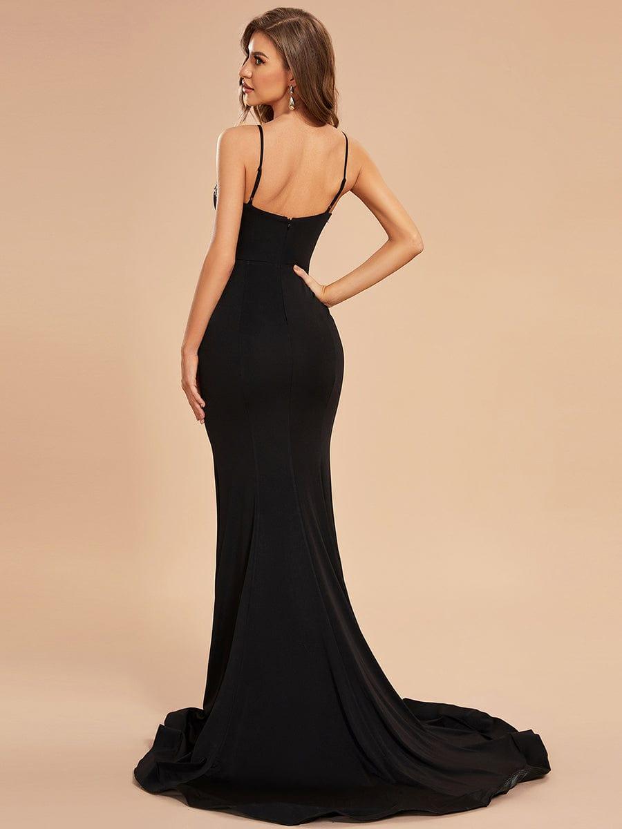 Trendy Black Spaghetti Straps Beading Mermaid Formal Dress