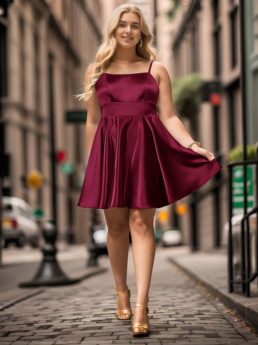 Sexy Spaghetti Straps A-Line Satin Short Homecoming Dress