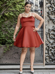 Sexy Spaghetti Straps A-Line Satin Short Homecoming Dress
