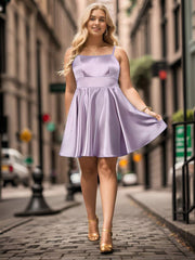 Sexy Spaghetti Straps A-Line Satin Short Homecoming Dress