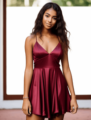 Fancy Spaghetti Straps A-Line Short Homecoming Dress with Lace-Up