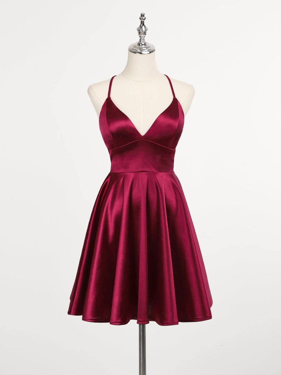 Fancy Spaghetti Straps A-Line Short Homecoming Dress with Lace-Up