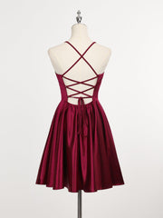 Fancy Spaghetti Straps A-Line Short Homecoming Dress with Lace-Up