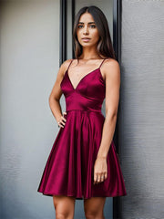 Fancy Spaghetti Straps A-Line Short Homecoming Dress with Lace-Up
