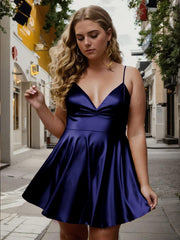 Fancy Spaghetti Straps A-Line Short Homecoming Dress with Lace-Up