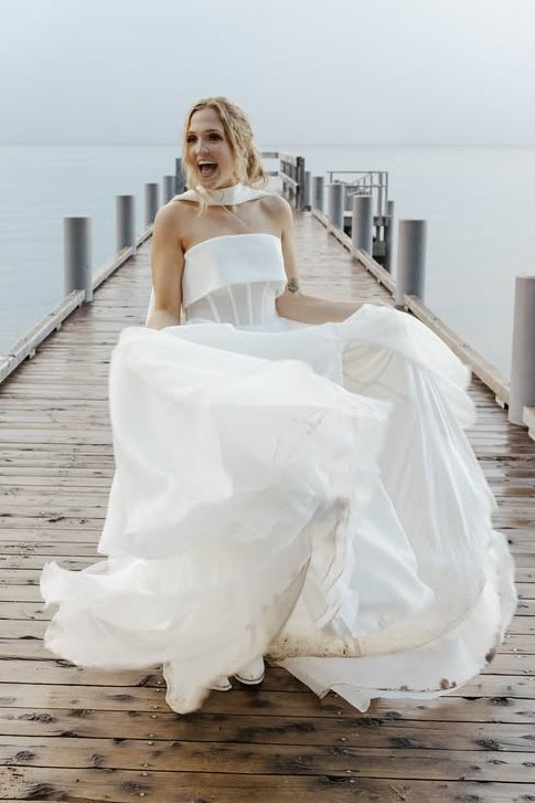 Charming Strapless Long A-Line Wedding Dresses