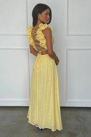 Chic Yellow V-Neck A-Line Chiffon Formal Prom Dresses