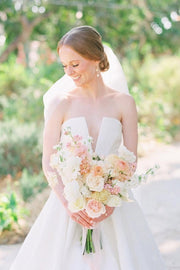 Deluxe V-Neck Long A-Line Strapless Wedding Dresses