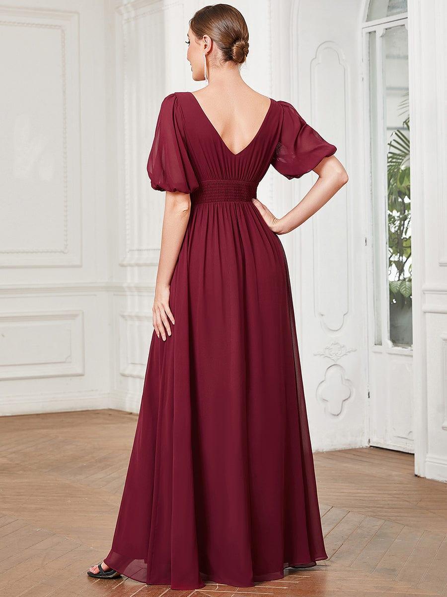 Charming Chiffon A-Line V-Neck Evening Dress with Slit