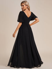Charming Chiffon A-Line V-Neck Evening Dress with Slit