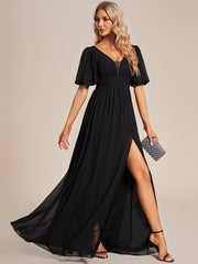 Charming Chiffon A-Line V-Neck Evening Dress with Slit