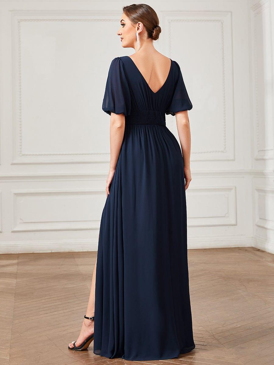 Charming Chiffon A-Line V-Neck Evening Dress with Slit