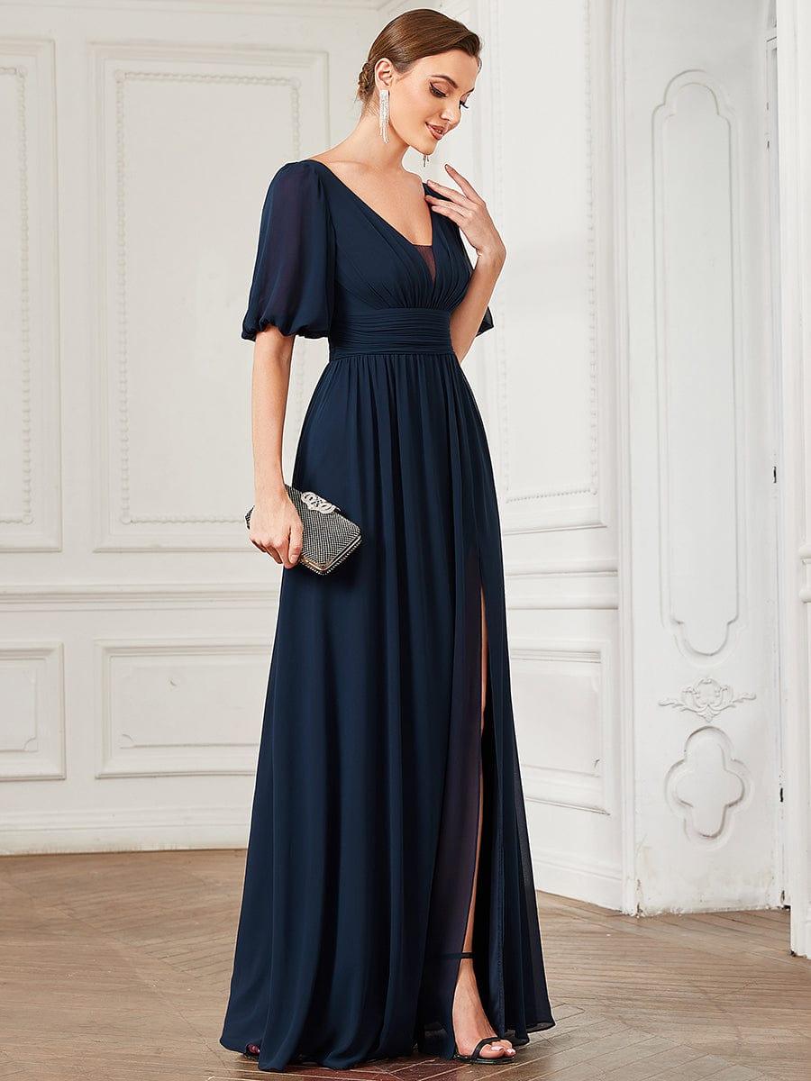 Charming Chiffon A-Line V-Neck Evening Dress with Slit