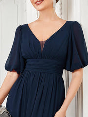 Charming Chiffon A-Line V-Neck Evening Dress with Slit