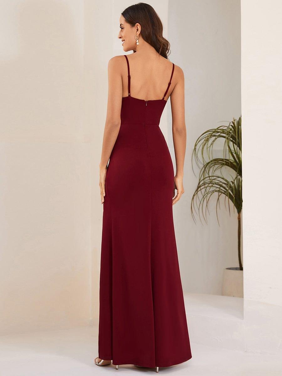 Fancy Spaghetti Straps Mermaid Evening Dress with High Slit