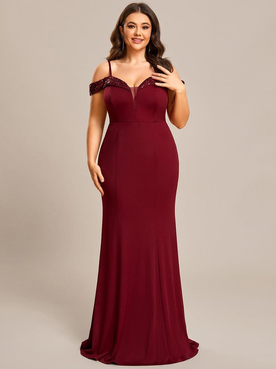 Fabulous Off-The-Shoulder Mermaid Evening Dress with Spaghetti Straps