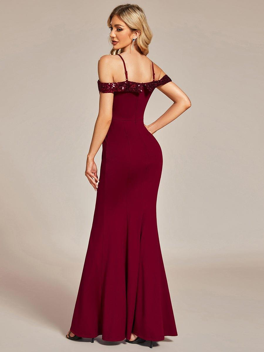 Fabulous Off-The-Shoulder Mermaid Evening Dress with Spaghetti Straps