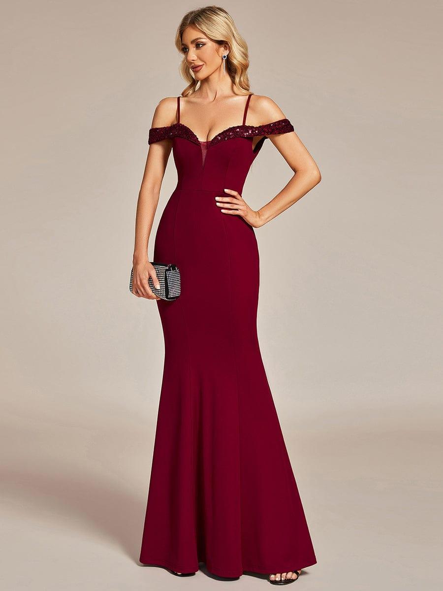Fabulous Off-The-Shoulder Mermaid Evening Dress with Spaghetti Straps