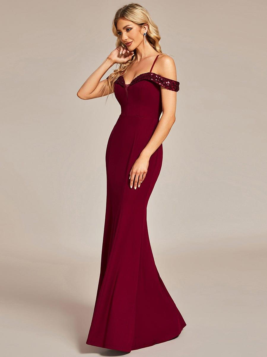 Fabulous Off-The-Shoulder Mermaid Evening Dress with Spaghetti Straps