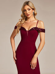 Fabulous Off-The-Shoulder Mermaid Evening Dress with Spaghetti Straps