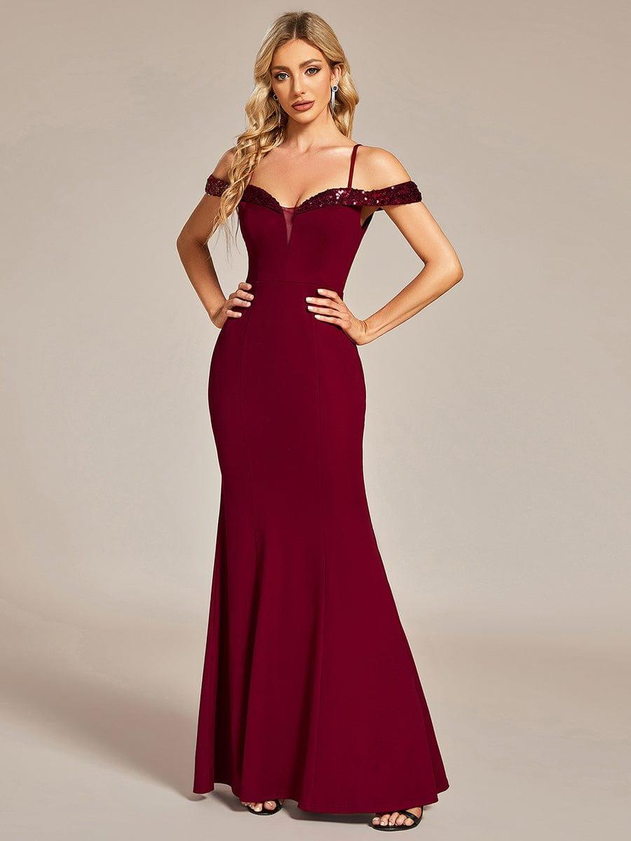 Fabulous Off-The-Shoulder Mermaid Evening Dress with Spaghetti Straps
