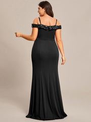 Fabulous Off-The-Shoulder Mermaid Evening Dress with Spaghetti Straps