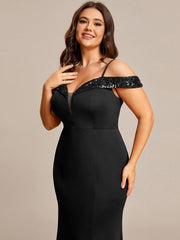 Fabulous Off-The-Shoulder Mermaid Evening Dress with Spaghetti Straps