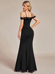 Fabulous Off-The-Shoulder Mermaid Evening Dress with Spaghetti Straps