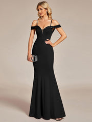 Fabulous Off-The-Shoulder Mermaid Evening Dress with Spaghetti Straps