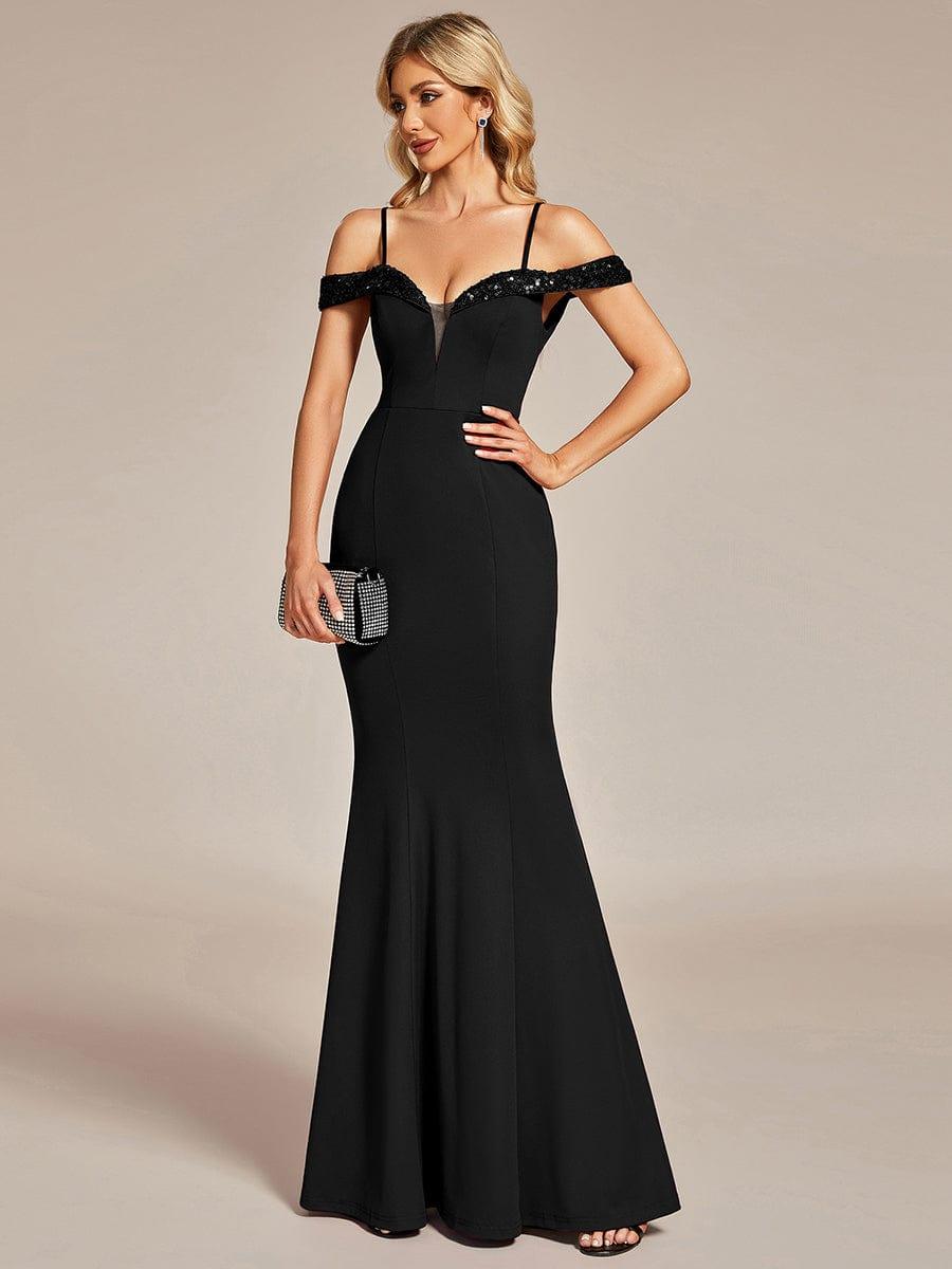 Fabulous Off-The-Shoulder Mermaid Evening Dress with Spaghetti Straps
