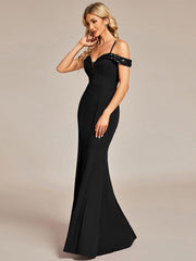 Fabulous Off-The-Shoulder Mermaid Evening Dress with Spaghetti Straps