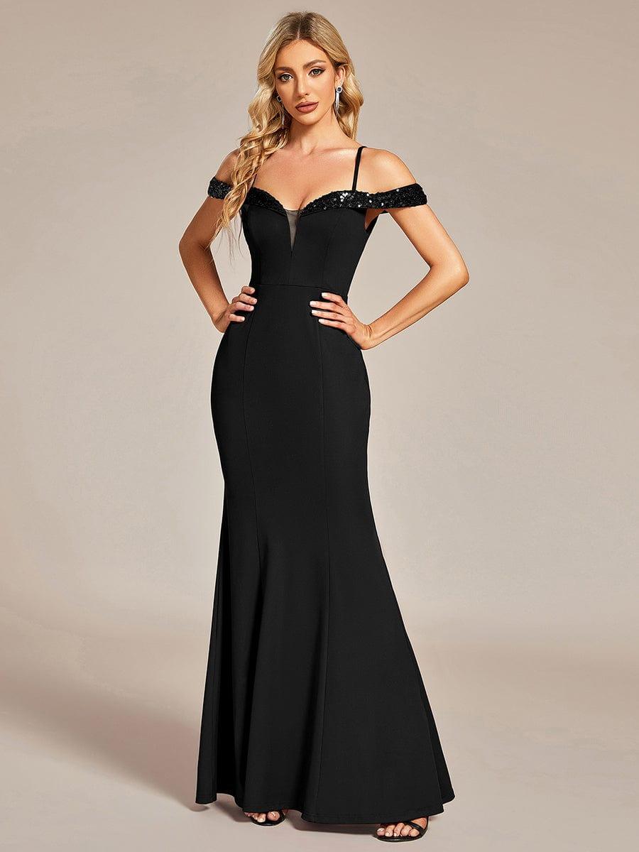 Fabulous Off-The-Shoulder Mermaid Evening Dress with Spaghetti Straps