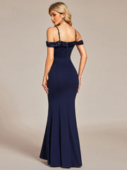 Fabulous Off-The-Shoulder Mermaid Evening Dress with Spaghetti Straps