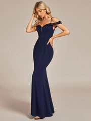 Fabulous Off-The-Shoulder Mermaid Evening Dress with Spaghetti Straps