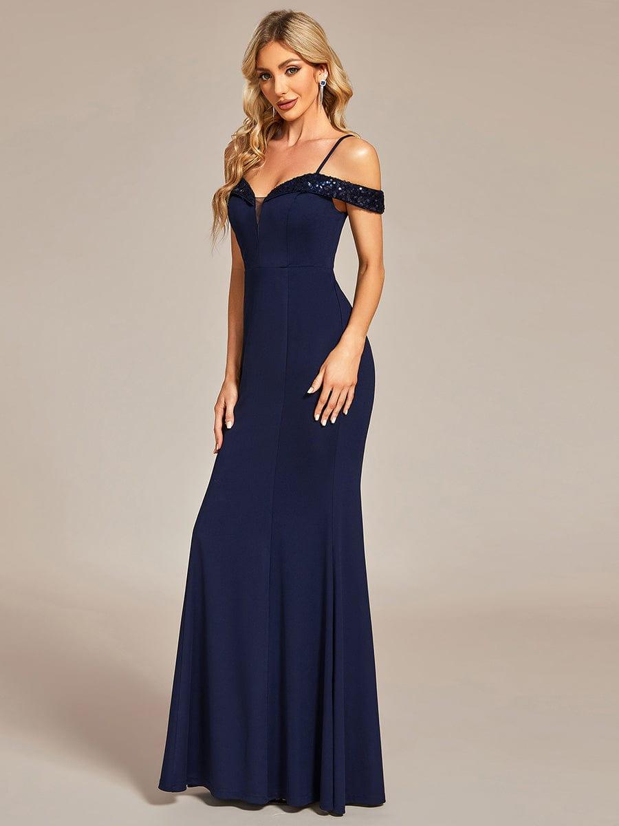 Fabulous Off-The-Shoulder Mermaid Evening Dress with Spaghetti Straps