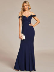 Fabulous Off-The-Shoulder Mermaid Evening Dress with Spaghetti Straps